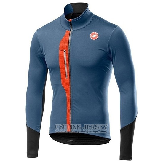 2019 Cycling Jersey Castelli Tras Blue Orange Long Sleeve And Bib Tight